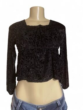 Belle Du Jour Black Long Sleeve Peasant Top